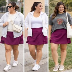 💜 Luxe Berry Athletic Skort | Size Large | Sculpting Fit + Interior Grippers